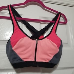 Victoria's Secret Sports Bra w/attached Underwire Bra - Coral/Peach/Grey - 34C